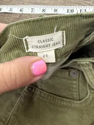 Madewell‎ classic straight Jean green corduroy Full length pants size 26 thumbnail 4