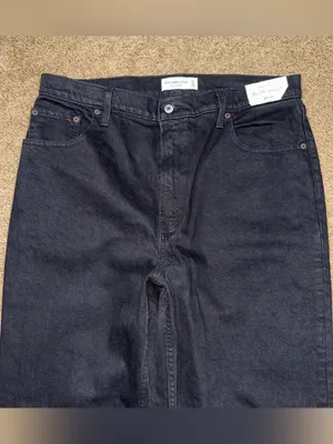Abercrombie & Fitch NWT 90s Straight Ultra High Rise Jeans Black Sz 32 / 14 LONG thumbnail 3