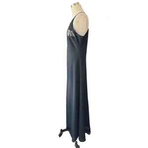Vintage Cachet Black Sequin Formal Maxi Gown Women's 12 Sleeveless Boat Neck thumbnail 2
