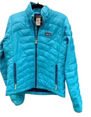 Womens PATAGONIA Blue Goose Down Puffy Sweater Full Zip Sweater Jacket Small thumbnail 1