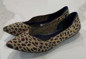 Rothy's Retired “The Point” Pointed Leopard Print Slip On Ballet Flats Womens 10 thumbnail 1