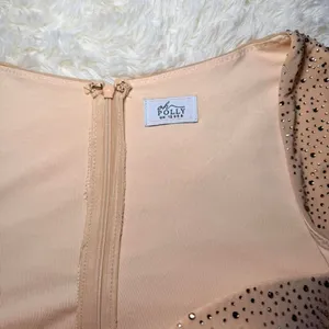 Oh Polly Embellished Gold Dress Bodycon Sweetheart‎ ( few stones off ) USA 8 thumbnail 7