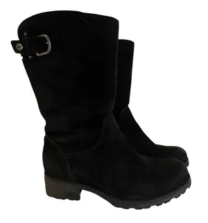 UGG Australia Boots Womens 8 Black Suede‎ Shearling Lined Buckle Moto Lug Sole thumbnail 1