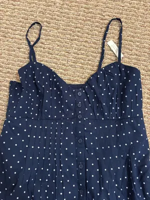Hollister Mini Dress Polka Blue White Dot thumbnail 2