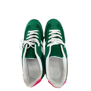 NWOT Retro Green & White Lace Up Low Top Sneakers Pink Accent Gum Sole 41/10 thumbnail 7