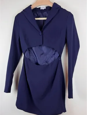 Superdown Kendra Cut Out Blazer Mini Dress Navy Blue Long Sleeve Size S Revolve thumbnail 3