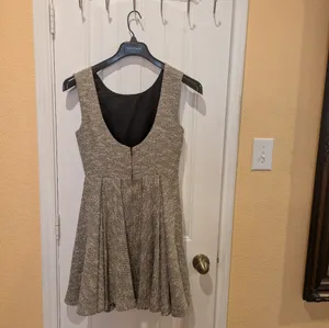 Anthropologie Paper Crown "Parkside" Sparkle Tweed Pleated Fit & Flare Dress S thumbnail 7