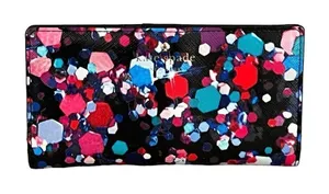 Kate Spade Grant Lane Bright Jewel Stacy Saffiano Leather Wallet‎ Black Multi thumbnail 1