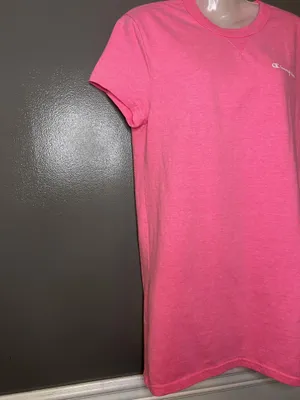 Champion Tunic Shirt Womens XS Pink Solid Logo Crew Neck Short Sleeve Tee Top thumbnail 3