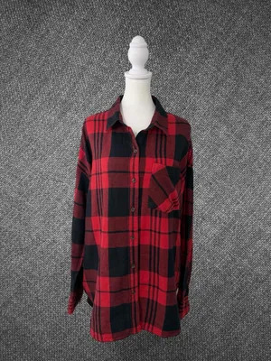 Classic Red & Black Plaid Button-Up Shirt thumbnail 2