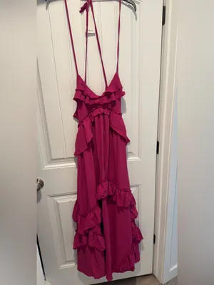 Rosa Clothing Halter Tie Neck Maxi Dress Tiered Billowy Ruffles Medium New thumbnail 5
