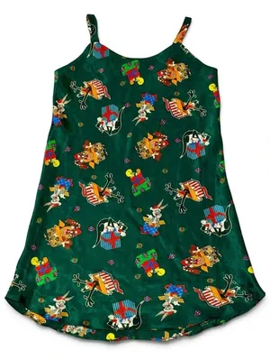 Vintage 1997 Looney Tunes Christmas Satin Nightgown Chemise S thumbnail 1