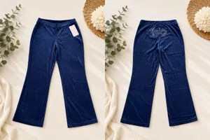 Juicy Couture Navy Blue Rhinestone Logo Velour Sweatpants Size L NWT🦋 thumbnail 12