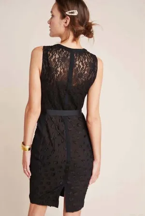 Byron Lars Anthropologie Gisella Lace Floral Appliquè Sheath Dress Sz 4 thumbnail 5