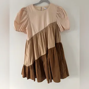 NWT- English Factor Neutral Quiet Luxury Colorblock Puff Sleeve Dress size small thumbnail 6