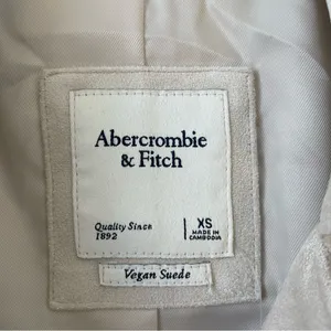 Abercrombie & Fitch Vegan Suede Trench Coat Cream Size XS Luxury Neutral thumbnail 10
