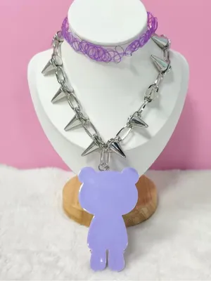 Purple Bear Pendant Spike Necklace for Kids thumbnail 2