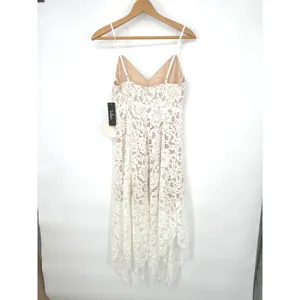 Lulus Midi Dress S White Lace Asymmetrical Hem Bridal Boho Ethereal Romantic thumbnail 3