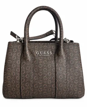 NWT GUESS Brown Monogram Logo Satchel Crossbody Bag thumbnail 1