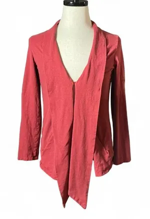 Royal Robbins Granola Girl Women’s S‎ Red Open Cardigan Sweater Organic Cotton thumbnail 1