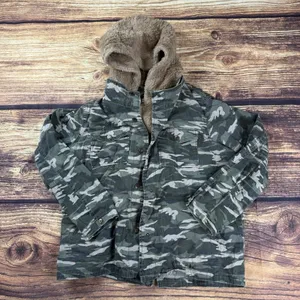 Kensie Jeans Camo Women’s Denim Army Military Sherpa Jean Jacket Full Zip Large thumbnail 1