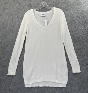 NWT Old‎ Navy Knit Sweater Dress Ivory Capsule Holiday Stretch Women's Medium thumbnail 1