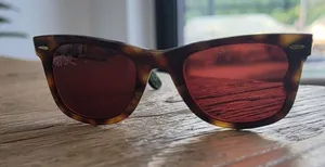 Ray-Ban Wayfarer RB2140 Sunglasses Tortoise Frame Red Lenses Italy Handmade thumbnail 1