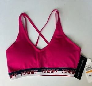 Nwt Tommy Hilfiger sport magenta strappy cross back sport bra size small thumbnail 1
