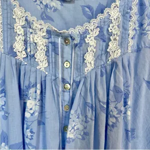 Eileen West Blue Hydrangea Woven Cotton‎ Nightgown S thumbnail 7
