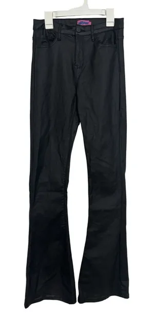 edikted Luna Faux Leather Flare Pants Black M Stretch Gothic Grunge thumbnail 1