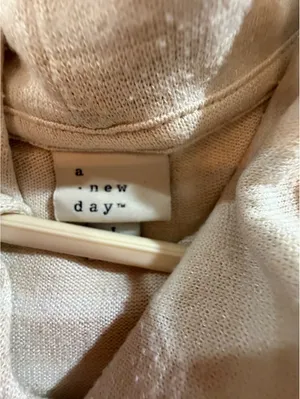 a new day Women's Lightweight Beige Striped Sweater Hoodie Size Large thumbnail 3