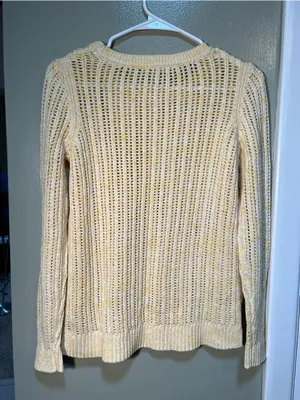 Talbots Women's Size‎ Small Petite Open Stitch Pullover Sweater Space Dye Yellow thumbnail 5