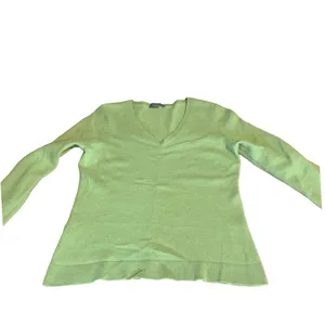 Ann Taylor Green Pure Cashmere Knit Pull Over V-Neck Sweater (L) thumbnail 7