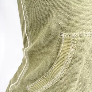 Abercrombie & Fitch Women Olive Green Y2K Bella Swan Waffle Knit Henley Hoodie S thumbnail 7