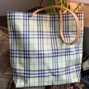 Authentic VINTAGE BURBERRY Checkered medium long tote thumbnail 1
