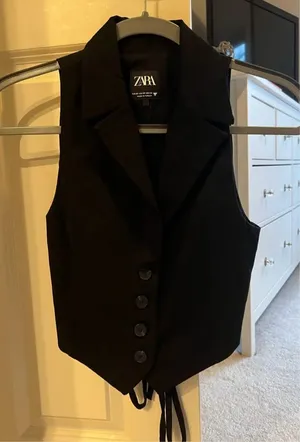 ZARA Crop Top Black thumbnail 1