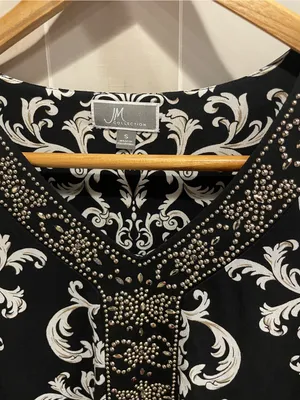 Cute Y2K stretchy flowy baroque bling collar top JM Collection regency old money thumbnail 6