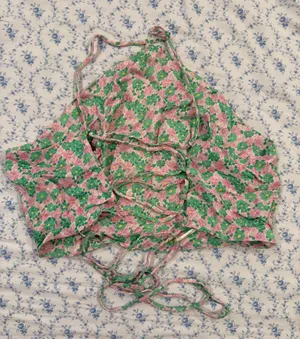 Green and Pink Flower Zara Crop Top thumbnail 2