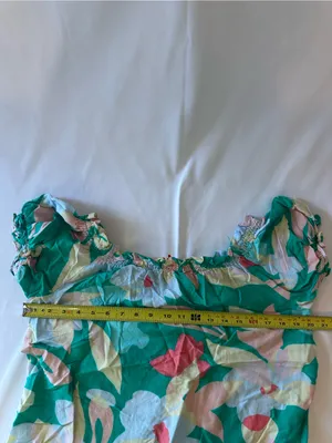 Floral Off-Shoulder Blouse in Teal and Pastel Mix thumbnail 2