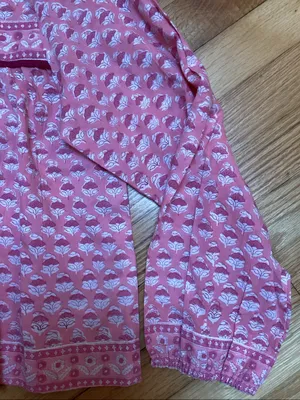 Marea Pink Floral Block Print Cotton Blouse size medium thumbnail 4