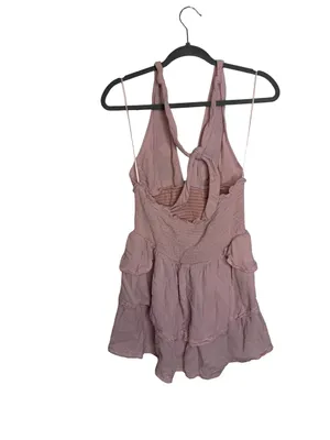 ✨ Olivaceous Size L Pink Floral Embroidered Halter Tiered Mini Dress 🌸✨‎ thumbnail 5