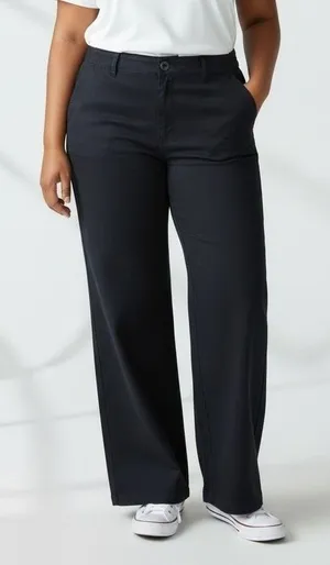 Celebrity Pink Womens Pants Size 2X Black Chino Twill Wide-Leg Hi-Rise Office thumbnail 1