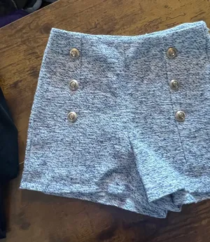 Zara Women’s Blue Textured Sailor Shorts thumbnail 1