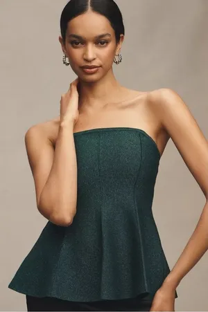 Anthropologie Pilcro Sparkling Dark Green staples Top size Large thumbnail 1