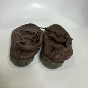 Minnetonka brown soft pebbled leather‎ moccasins indoor outdoor slippers size 8 thumbnail 5