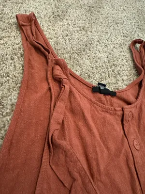 Rust Orange Linen Romper thumbnail 6