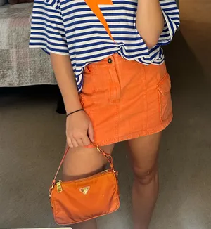 AUTHENTIC Prada Orange Nylon Handbag thumbnail 8