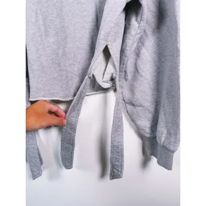 Free People Movement Odette Side Tie Sweatshirt Size M Gray Lounge Barre Raw Hem thumbnail 7