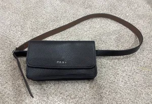 DKNY BELT BAG FANNY PACK Black Pebbled Leather 7x4 sz thumbnail 1