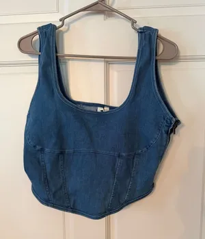 PINK Victoria's Secret XL Denim Crop Top Tank thumbnail 1